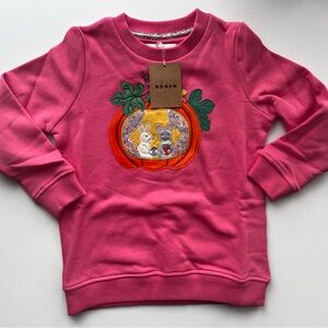 Boden 5-6Y NWT Pink Sweatshirt with Pumpkin Design